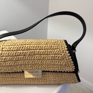 Michael Kors Black and Tan Woven Shoulder Bag